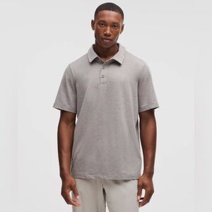 Lululemon Men's Soft Jersey Short-Sleeve Polo Shirt Comfy In Heather Cream Sz L*
